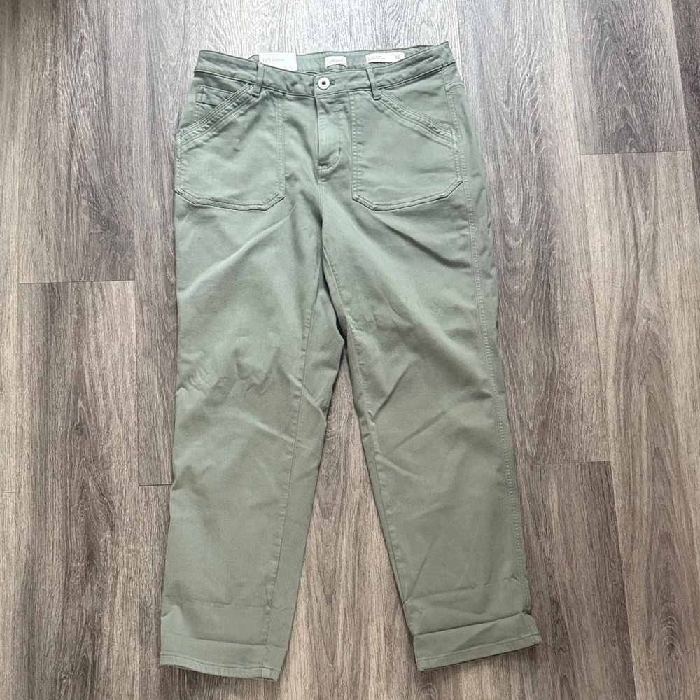 J. Jill Women's Olive Petite Cropped Jeans 16 Straight Leg Ankle in Moss